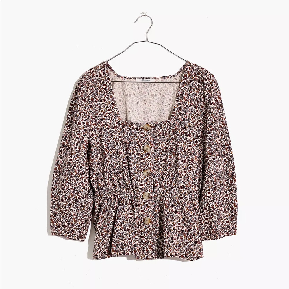 MADEWELL Corduroy Button front Peplum Top